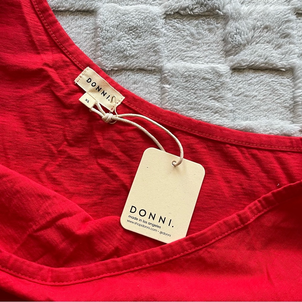 Donni Red One Shoulder Cotton Top - Picture 3 of 6